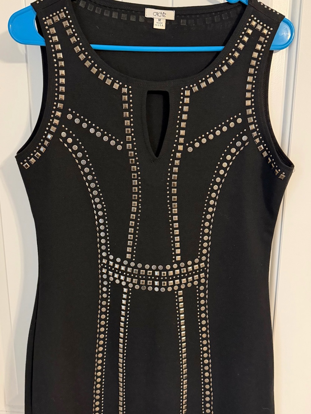 Cache Black Mini Dress with Silver Stud Detailing